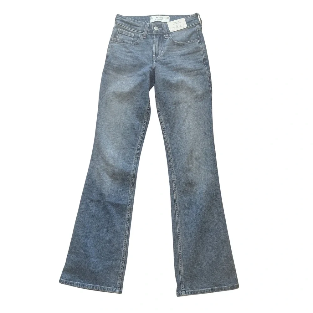Hollister Mid-Rise Relaxed Bootcut Jeans Medium Wash Blue Denim 000R W23 Regular